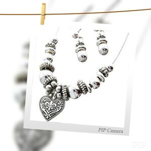 Silver Heart Necklace Set